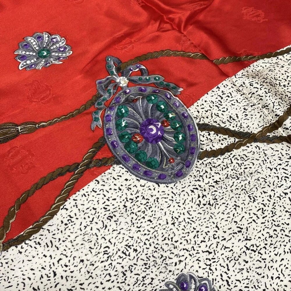 DIOR/ChristianDior - Red White Multi Scarf - Picture 4 of 5